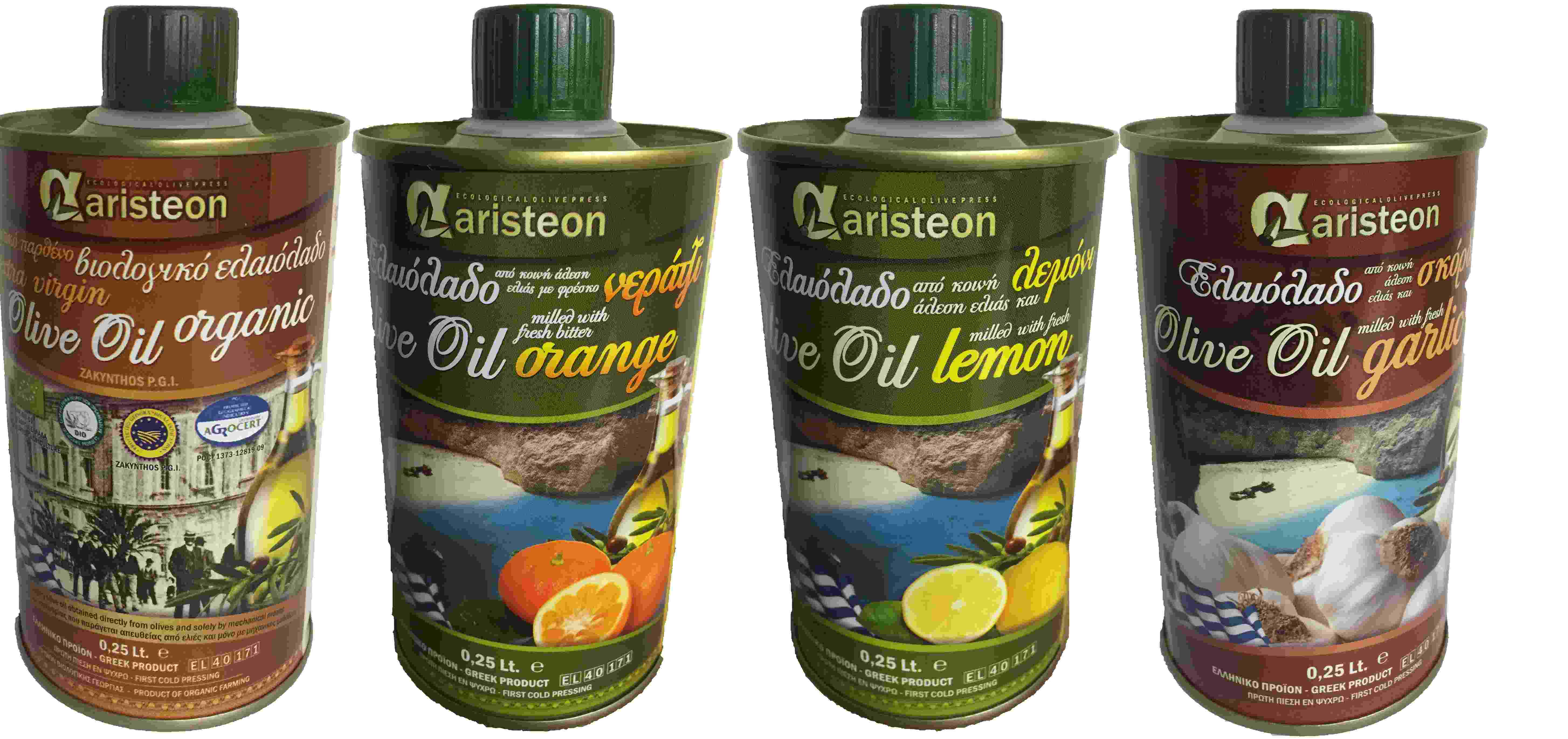 Bio-Olivenöl, Zitronen-Olivenöl, Orangen-Olivenöl, Knoblauch-Olivenöl